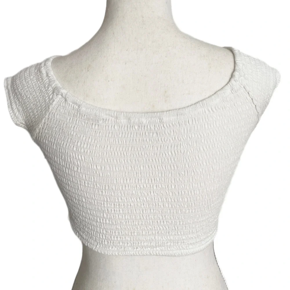 JOHN GALT / BRANDY MELVILLE Cropped Ruched Cap Sleeve Off the Shoulder T…